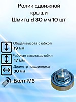 Ролик сдвижной крыши Schmitz, Шмитц D 30 мм